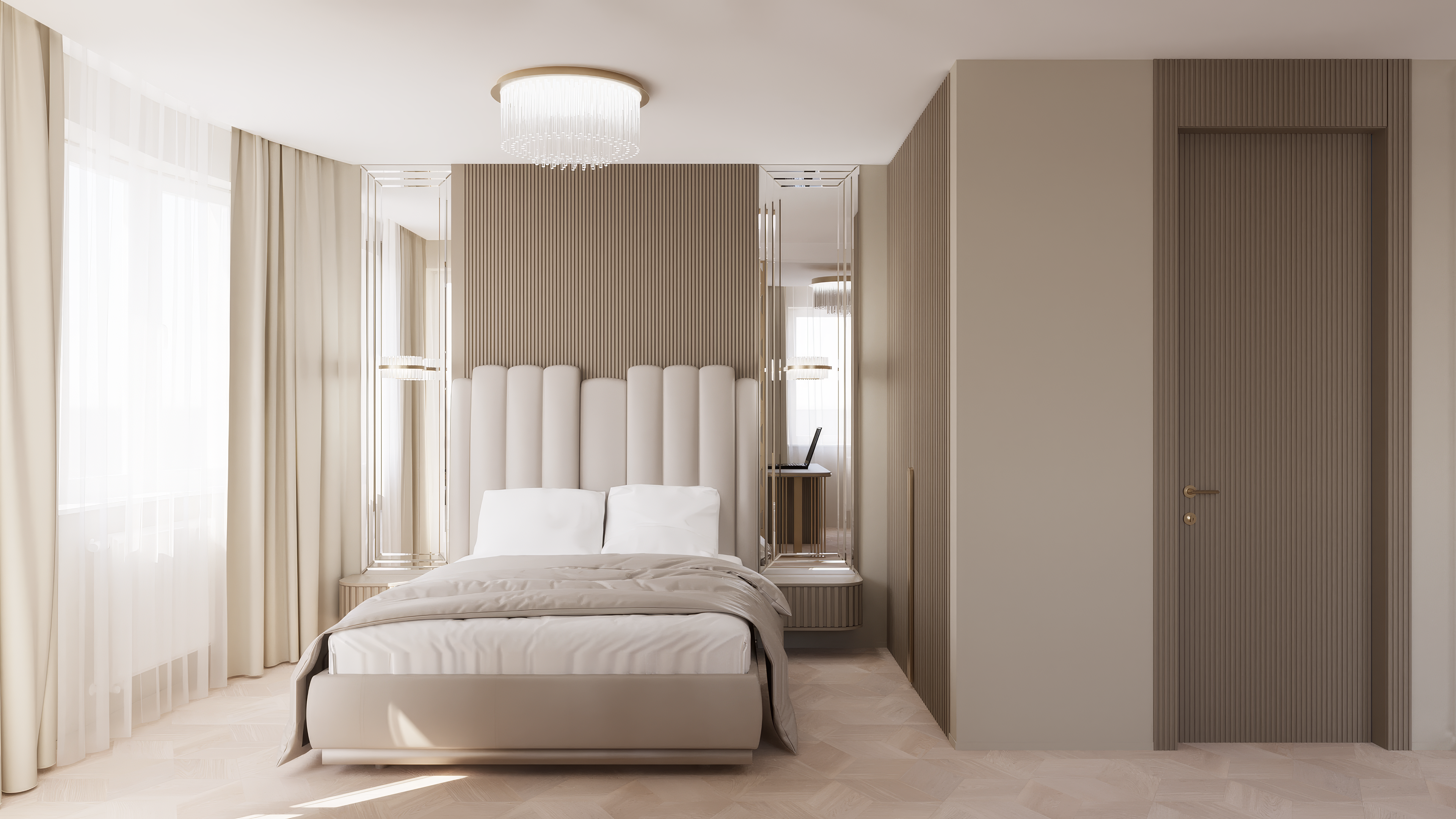 Квартира на Беды Спальня-кабинет